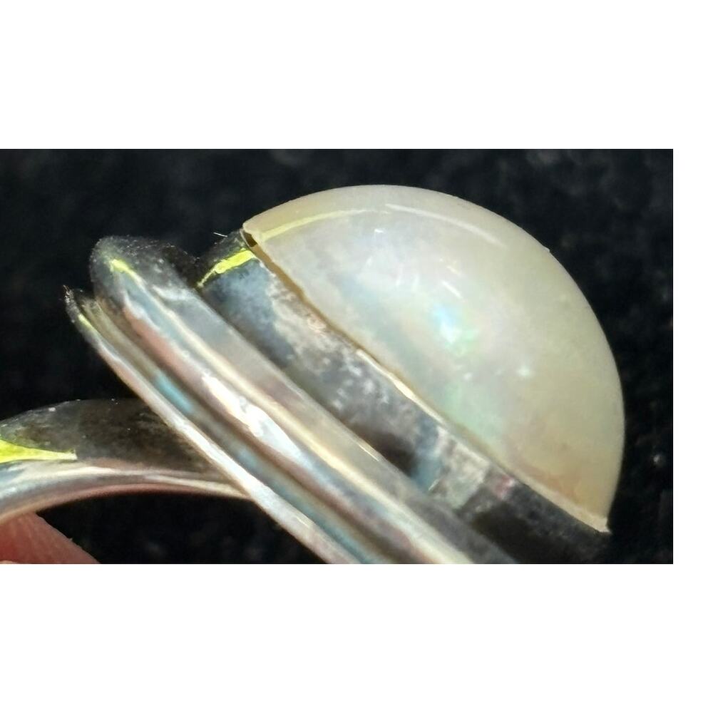 DAMAGED-Artie Yellowhorse Navajo Sterling Silver Mabe Pearl Ring Size 9 #64589 - Picture 5 of 12